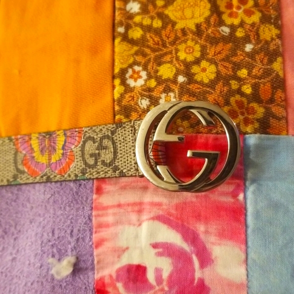 GG Supreme Monogram Gucci Leather Butterfly Belt Small Adult Lg Child Brown/Pink - Picture 6 of 16